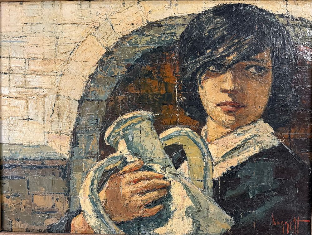 Noel Daggett (1925-2005) American. Oil on Canvas "From the Well" Jerusalem. An oil painting by 