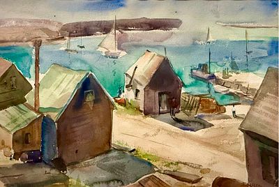 Henry Martin Gasser (American 1909-1981) , Coastal Waters, watercolor. HENRY MARTIN GASSER 