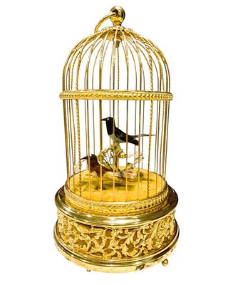 Two Bird, Reuge, Swiss Singing Bird Cage Automaton. A fantastic double bird, Swiss "Reuge" 