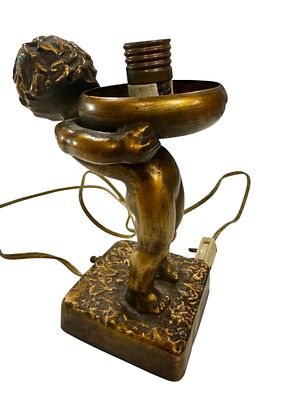 c. 1920's Art Deco Cherub Desk Lamp Working Condition. Victorian Cherub Desk Lamp Working 