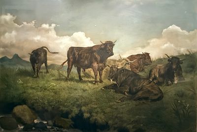 Rosa Bonheur - Highland Cattle scene engraving by Rosa Bonheur Original Frame. A Highland Cattle 