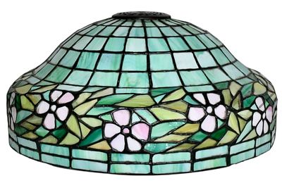 Leaded glass Apple Blossom Lamp Shade. (16") Sixteen inch diameter leaded glass lamp shade with 