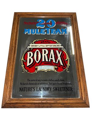 Vintage Borax 99 1/2 % Pure 20 Mule Team Mirror. Vintage Borax Laundry Advertising Mirror. Exact 