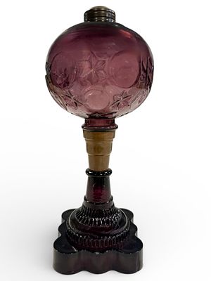 Amethyst Purple Moon & Stars Oil Lamp Unknow Manufacturer. Very nice Moon and Stars oil lamp. 