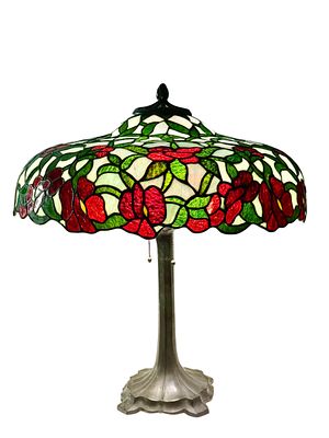 c. 1920's J. A. WHALEY & Co. Leaded Glass Lamp. Eye catching J. A. Whaley table lamp. The leaded 