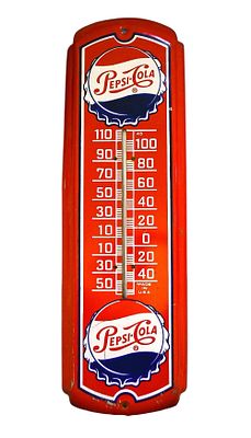 Vintage circa 1950's/1960's PEPSI Cola Advertising Thermometer. From a 60's General Store, a 