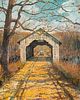 Exceptional oil on board Eric Sloane Covered Bridge Featured in his book "Return to Taos". One Image - 1