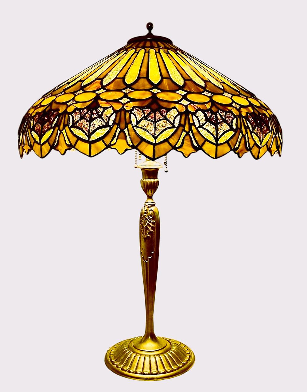 c. 1910 Duffner and Kimberly "ADAM" Leaded Glass Table Lamp. Established, 1905, in New York, by 