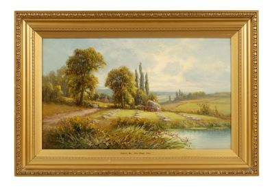 FRANK HILDER (1861-1933) OIL ON CANVAS country scene (The frame is 43cm high 64cm wideThe 