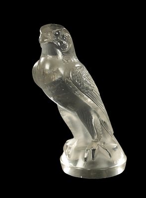 A RENE LALIQUE FALCON CAR MASCOT - moulded signature 'R Lalique' (16cm high)