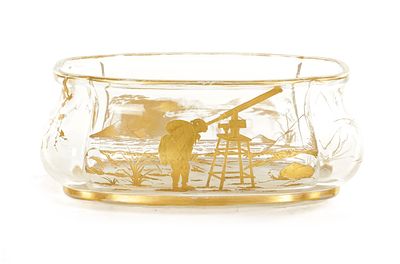 A 19TH CENTURY FRENCH BACCARAT TYPE FLOWER BOWL the shaped oval ogee body with gilt painted 