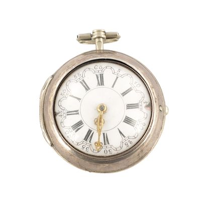 TOMSON, LONDON. A GEORGE III SILVER PAIR CASED VERGE POCKET WATCH, with plain outer case 