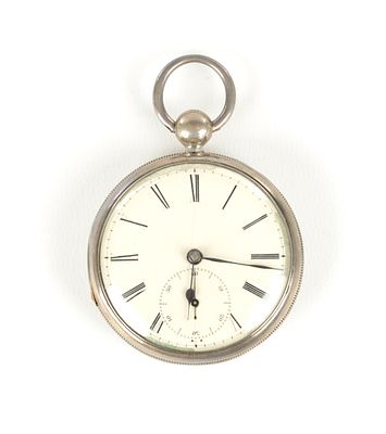 JOHN DUMBELL, LIVERPOOL. AN UNUSUAL SILVER OPEN FACED POCKET WATCH, having an enamel dial with 