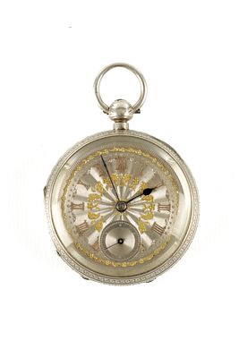 ADRIAN BURDESS. COVENTRY. A SILVER ENGRAVED OPEN FACED POCKET WATCH, with engine turned 