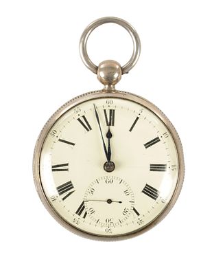 THOMAS DUNBELL, ROCHDALE. A SILVER OPEN-FACED POCKET WATCH, having an enamel dial with 