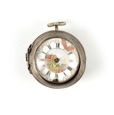 LOUTH PAYNE, LONDON. A MID 18TH CENTURY SILVER PAIR CASED VERGE POCKET WATCH, having a repousse 