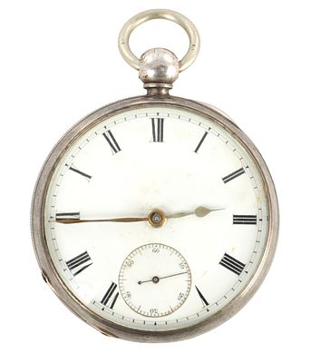 AN EARLY WALTHAM, AMERICAN WATCH CO. SILVER CASED POCKET WATCH, the plain case enclosing an 