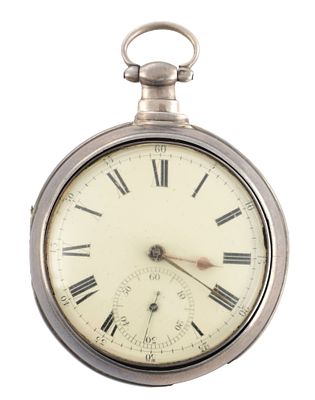 RICHARD DOKE, LIVERPOOL. A SILVER PAIR CASED POCKET WATCH, the plain case enclosing an enamel