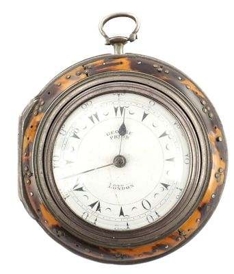 GEORGE PRIOR, LONDON. A GEORGE III TRIPLE CASED SILVER AND TORTOISESHELL POCKET WATCH, having a