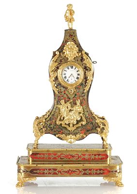 A 19TH CENTURY BOULLE TORTOISESHELL WATCH STAND AND POCKET WATCH, the ormolu mounted case with