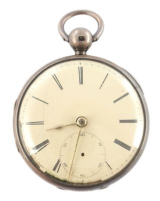 THOMAS RADCLIFFE, ST. HELENS. A SILVER OPEN FACED POCKET WATCH, the engine turned case