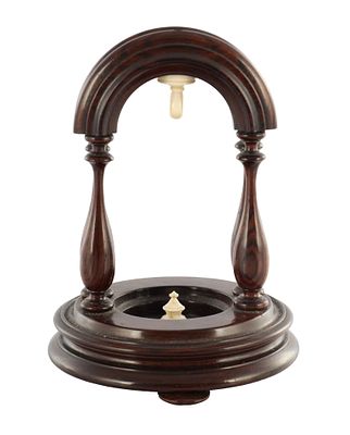 A NICE QUALITY 19TH CENTURY ROSEWOOD WATCH STAND, having four turned baluster shaped pillars on