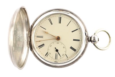 C. REDON. NEW ORLEANS. A SILVER HUNTER POCKET WATCH, the engine turned case enclosing an enamel