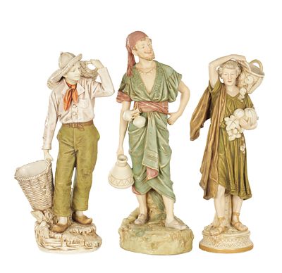 A COLLECTION OF LATE 19TH/20TH CENTURY LARGE ROYAL DUX PORCELAIN FIGURES modelled as a male 