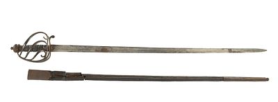 AN 18TH CENTURY 1788 PATTERN HEAVY CAVALRY OFFICERS' SWORD, having an etched, fullered steel 
