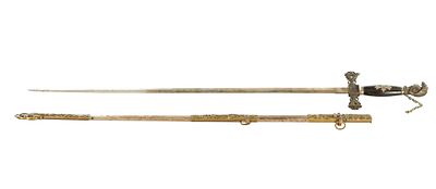 AN EARLY 20TH CENTURY AMERICAN MASONIC CEREMONIAL SWORD FOR THE KNIGHTS TEMPLAR the etched gilt 