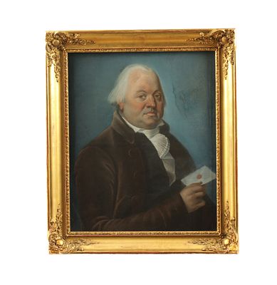 AN 18TH CENTURY PASTEL PORTRAIT OF A GENTLEMAN in a glazed gilt moulded frame. (56cm high 46cm wide)