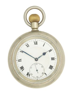 AN L.N.E.R. RAILWAY NICKEL POCKET WATCH the screw bezel and case back fitted a white enamel 