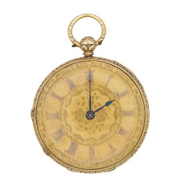 AN 18CT GOLD GENTLEMEN'S HALF HUNTER DRESS WATCH hallmarked London 1846, the engine turned and 