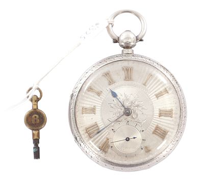 JOHN FORREST, LONDON. A LATE 19TH CENTURY SILVER OPEN FACED POCKET WATCH, the engraved case 