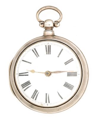 C.F. LEWNS, RYE. A LARGE EARLY 19TH CENTURY SILVER PAIR CASED POCKET WATCH the plain case 