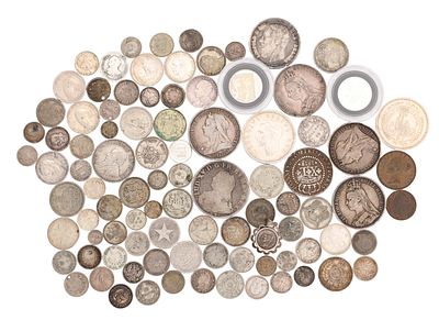 A COLLECTION OF SILVER COINS comprising assorted British and world examples. Total weight app. 510g.