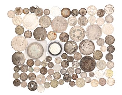 A COLLECTION OF MAINLY BRITISH SILVER CROWNS AND OTHER COINS total weight app. 485.6g. (Total 
