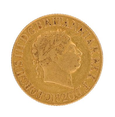 A BRITISH 1820 SOVEREIGN with a laureate bust of George III; total weight app. 7.9g. (23mm 