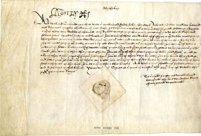 HENRY VIII: (1491-1547) King of England 1509-47. A fine D.S., Henry R, (a good, bold example) 