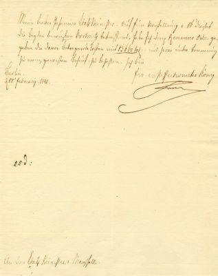 FREDERICK II: (1712-1786) King of Prussia 1740-86, known as Frederick The Great. L.S. 