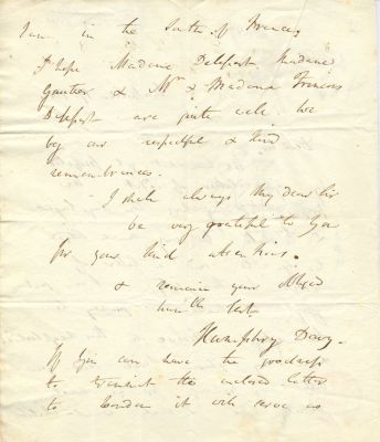 DAVY HUMPHRY: (1778-1829) British Chemist & Inventor. A.L.S., Humphry Davy, three pages, 4to 