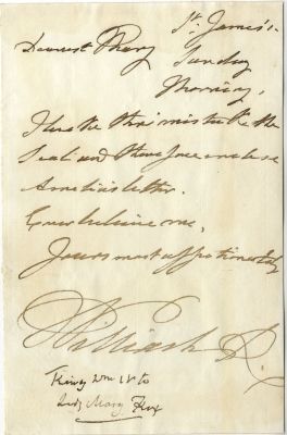 WILLIAM IV: (1765-1837) King of the United Kingdom of Great Britain and Ireland 1830-37. A.L.S. 