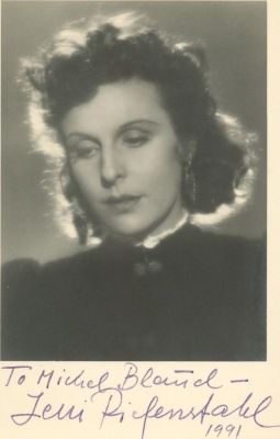 RIEFENSTAHL LENI: (1902-2003) German Film Director. Signed and inscribed 3.5 x 5.5 postcard 