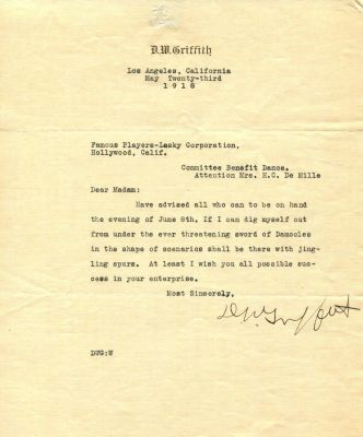 GRIFFITH D.W.: (1875-1948) American film Director. An influential and pioneer figure of film 