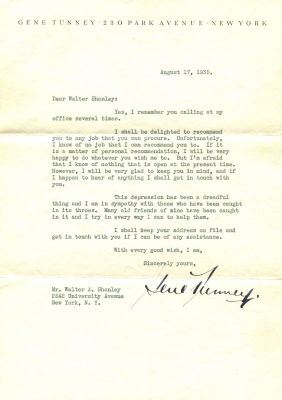 TUNNEY GENE: (1897-1978) American Boxer, World Heavyweight Champion 1926-28. T.L.S., Gene 