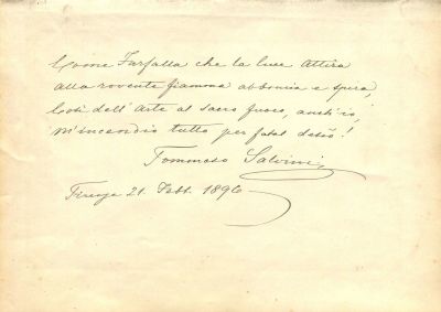 SALVINI TOMMASSO: (1829-1915) Italian Actor. A renowned stage actor, his most famous role was 