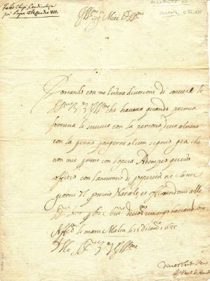 ALEXANDER VII: (1599-1667) Pope of the Roman Catholic Church and Ruler of the Papal States 