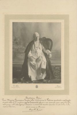 PIUS X POPE SAINT: (1835-1914) Pope of the Catholic Church 1903-14. A good signed 13.5 x 17 