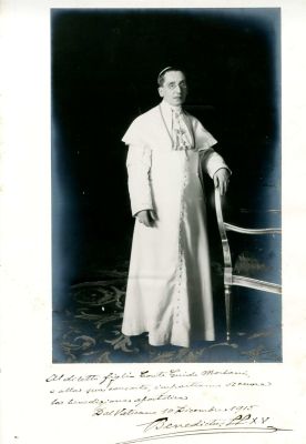 BENEDICT XV: (1854-1922) Pope of the Roman Catholic Church 1914-22. His Pontificate was 