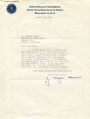 HOOVER J. EDGAR: (1895-1972) Director of the Federal Bureau of Investigation (FBI) from 